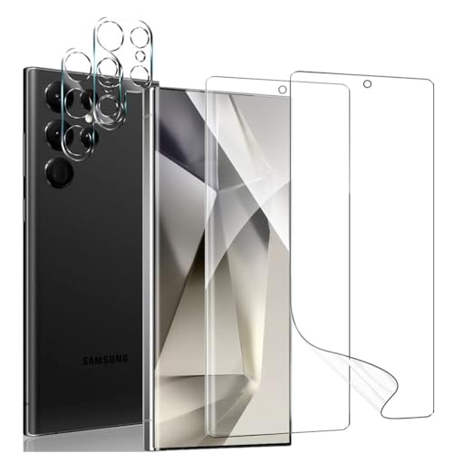 Galaxy S25 Ultra フィルム (2枚) + カメラフィルム(2枚) さらさら ギャラクシー S25 Ultra 専用 アンチグレア フィルム 非ガラス 指紋認証対応 2025年最先端TPU素材 3D設計 反射防止 浮き防止 気泡レス 指紋防止 キズ修復 サラサラ タッチ感 全面保護 TPUフ ...
