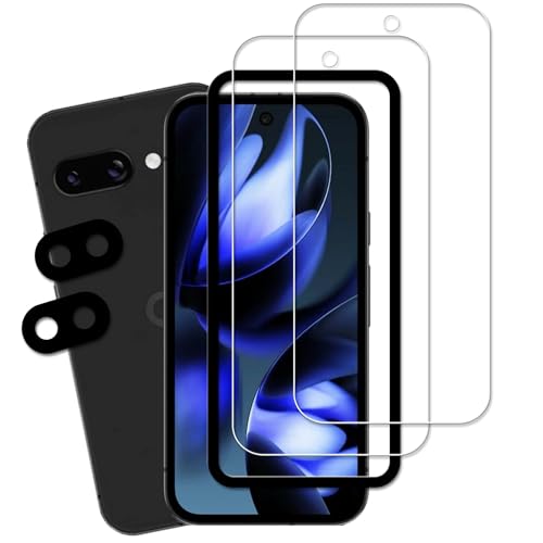 Google Pixel 9a ガラスフィルム [2+2枚入り+ガイド枠付き] 全面保護 強化ガラス グーグルピクセル 9a保護 フィルム 送料無料