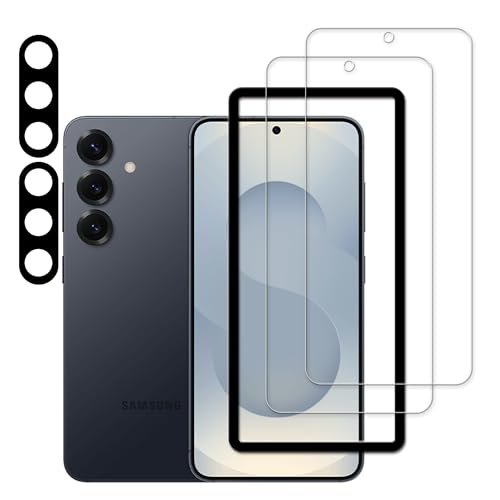 Galaxy A56 5G フィルム (2枚) ガラスフィルム + (2枚)カメラフィルム + ガイド枠付き 全面 保護フィルム カメラ保護 レンズカバー 対応 送料無料液晶保護フィルム