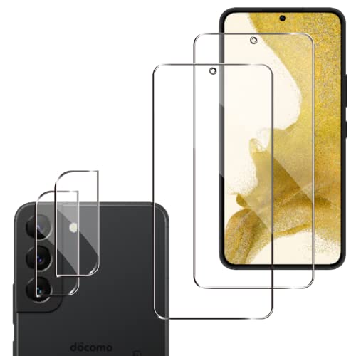 Galaxy S22 5G ガラスフィルム 2+2枚セット Galaxy S22 5g SC-51C / SCG13 保護フィルム *2 + カメラフィルム *2 硬度9H 強化ガラス 衝撃吸収 飛散防止 高透過率 指紋防止 撥水撥油 極薄 0.26mm超薄型 気泡ゼロ 送料無料