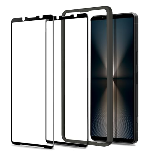 Xperia 1 VI ガラスフィルム 全面保護 ガイド枠付き エクスペリア SO-51E / SOG13 対応 液晶保護フィルム 硬度9H 耐衝撃 自動吸着 2枚入 ブラック 送料無料