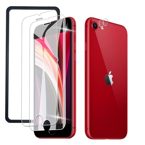 iPhone se2 / se3 ガラスフィルム 2枚フィルム+2枚レンズ保護+ガイド枠付き アイフォンse 2世代 液晶 iPhone8 保護フィルム iPhone7 気泡防止 貼り付け簡単 指紋防止 撥油撥水 硬度9H 耐衝撃 飛散防止 ラウンドエッジ加工 超薄 送料無料 103,045円