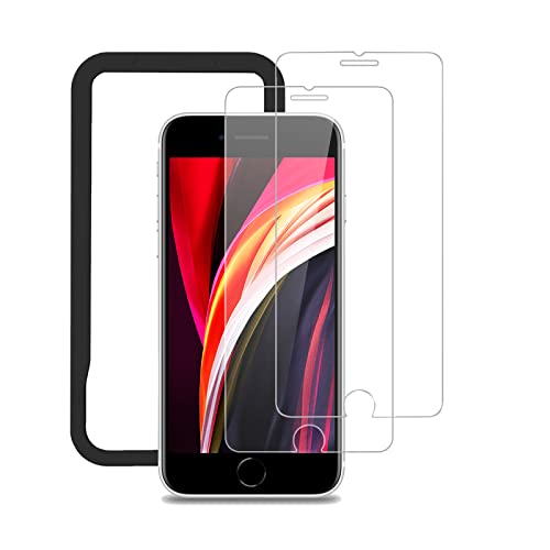 iPhone SE3 ガラスフィルム ガイド枠付き 貼り付け簡単 アイフォンSE3 / SE2 / 8 液晶保護 フィルム 9H硬度 強化ガラス 自動吸着 指紋防止 気泡ゼロ 送料無料