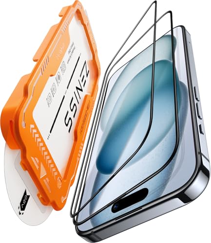 iPhone 15 ガラスフィルム 革新的なガイド枠 2枚セット iPhone15 フィルム 耐衝撃 全面保護 アイフォン15 保護フィルム 気泡レス 自動吸着 貼りやすい iPhone15 スマホフィルム 超鮮明な画質 高光沢 ブルーライトカット 目に優しい 携帯フィルム 指紋防止 飛 ...