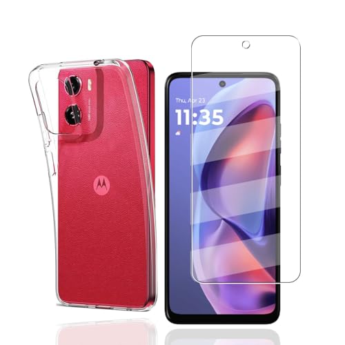 Moto G05 ケース シリコン 薄型 1枚ガラスフィルム+1シリコンケース クリア TPU 耐衝撃 落下防止 専用保護 液晶保護フィルム 採用 高透過率 薄型 硬度9H 飛散防止処理 ガラスフィルム + TPU セット 送料無料