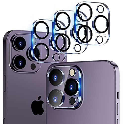 iPhone 14 Pro Max 6.7' / 14 Pro カメラフィルム 強化ガラス カメラ レンズ保護フィルム 傷つきにくい 取り付け簡単 クリア + ブラックサークル 3パック 送料無料