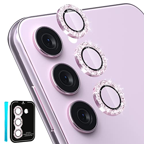 Galaxy S23 / Galaxy S23 Plus カメラ レンズ保護フィルム ブリングレンズカバー HD 強化ガラス 9H硬度 傷防止 カメラフィルム 防塵 耐衝撃 簡単貼付 Galaxy S23 / S23 + (2023) 対応 グリッター ピンク 送料無料