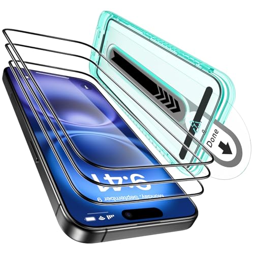 iPhone 16 ガラスフィルム iPhone 15 ガラスフィルム 3パック スクリーン iPhone16 保護フィルム 強化ガラスフィルム 貼り付け簡単 フィットトレイ付き iphone 16 / 15 フィルム 9H 軍事規格の飛散防止力 全面カバー保護 HD 耐傷性 送料無料