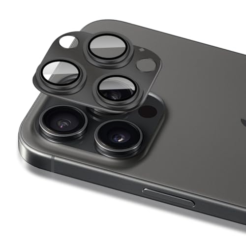 iPhone 15 Pro / iPhone 15 Pro Max カメラフィルム 保護カバー (1枚) アルミ合金製＋AR高透過率強化ガラス レンズ全面保護 対応 アイフォン15プロ / アイフォン15プロマックス レンズフィルム 強化カメラ保護フィルム 黒縁取り 露出オーバー防止 全面吸着 高...