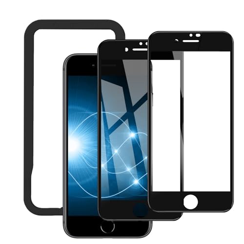 iPhone SE第3世代 / SE第2世代 iPhone 8/7 保護フィルム 2枚入り ガラスフィルム 高透過率 全面保護 液晶保護フィルム 硬度9Ｈ強化ラス 気泡ゼロ 指紋防止 ガイド枠付き 貼り付け簡単 送料無料