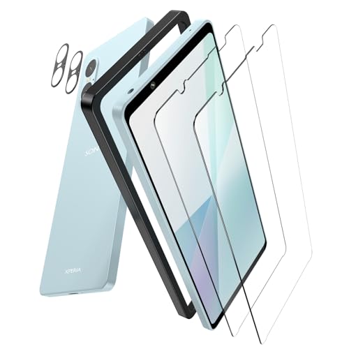 Xperia 10 VI 保護フィルム 2枚 + カメラフィルム 2枚 ガラスフィルム ガイド枠付き 強化ガラス 液晶保護フィルム 9H硬度 耐衝撃 気泡防止 エクスペリア 10 VI SO-52E 対応 送料無料
