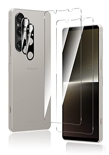 Xperia 1 Vガラスフィルム 4枚セット Xperia 1 V カメラフィルム (2枚) + Xperia 1 V ガラスフィルム (2枚) ソニーXperia 1 V保護フィルム 指紋認証 Xperia 1 V SO-51D / SOG10 フィルム 3D Touch 高透過率 薄型 硬度9H 飛散防止処理 2.5D ラウンドエッジ加工...