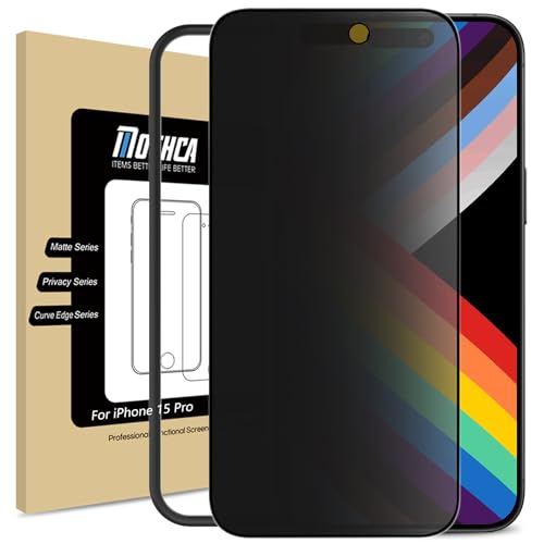 iPhone 15 Pro ガラスフィルム 液晶保護フィルム のぞき見防止 サラサラ タッチ感 反射防止 指紋防止 硬度9H 飛散防止 キズ防止 衝撃吸収 ガイド枠付き 貼り付け簡単 撥油性 疎水性 アンチグレア&覗き見防止 送料無料