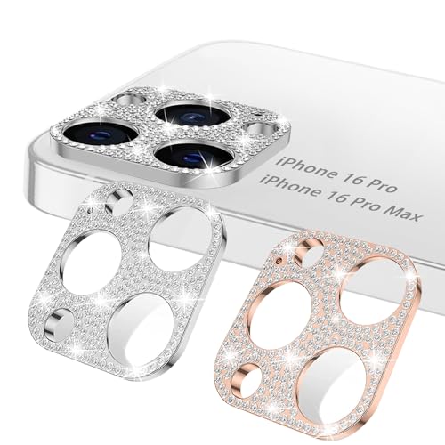 送料無料 iPhone 16 Pro / iPhone 16 Pro Max カメラフィルム レンズカバー フィルム レンズ ラインストーン レンズ キラキラ シルバー＆ローズピンク 保護カバー キズ防止 可愛い 3Dデコレーション iPhone 16 Pro / iPhone 16 Pro Max カメ