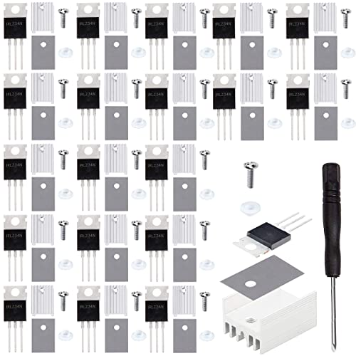 IRLZ34N Mosfet トランジスター IRLZ34NPBF N チャンネル TO-220AB 30A 55V 3Pin 国際整流器電界効果トランジスター ヒートシンク付き ネジワッシャー ゴム シリコンドライバー 20個セット 送料無料