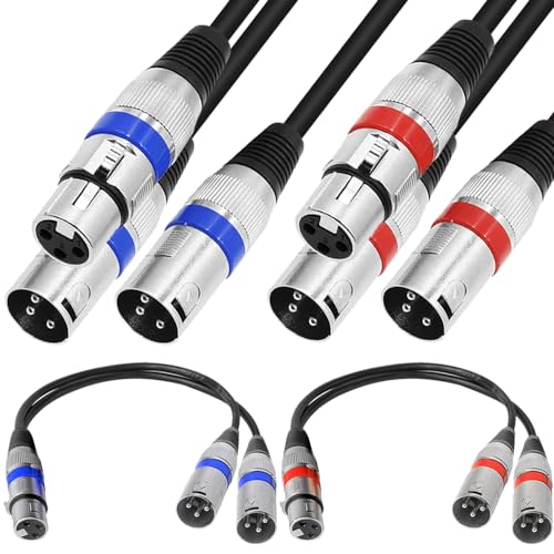 XLR 1-2 スプリッタ マイクケーブル XLRメス-デュアルXLRオスバランスパッチYマイクコード（45cm/1.5FT）