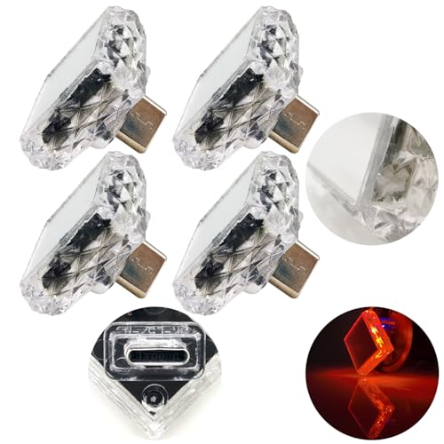 雰囲気ライト Type-C (タッチ) レッド (4 個) 5V/1A 小型緊急ライト 車用ナイトライト パワーバンクや車などのさまざまな Type-C ソケットに適しています PC シェル 送料無料