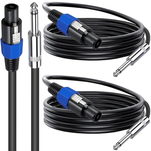 Speakon用 1/4 インチ スピーカー ケーブル 6.35mm TS プラグから Speakon用 オス モノラル スピーカー ワイヤ ツイスト ロック付き DJ/PA スピーカー コード用オーディオ アンプ接続コード 高耐久オーディオ (2M)
