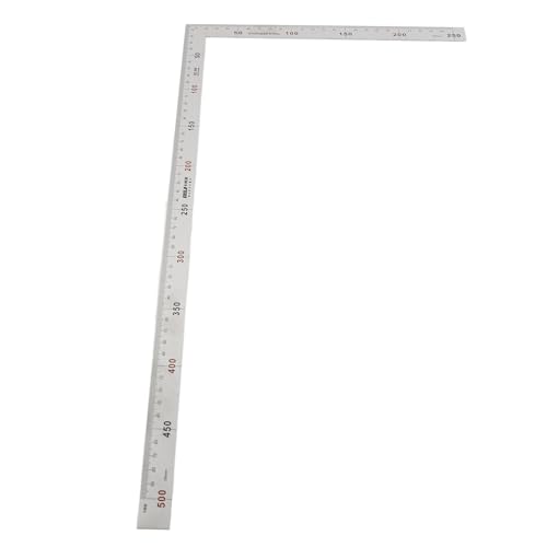スクエアルーラー 目盛り付 L形 ステンレス鋼 直角定規 製図 建築 鉄工用(500mm * 250mm)