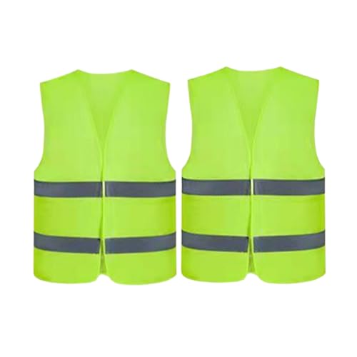 安全ベスト 2 パック 黄色の反射性高視認性ベスト Hi Vis シルバーストリップジャケット 男性 女性用 ユニセックスの黄色の反射ベスト 交通作業 サイクリング ランニング 測量士 ボランティア 交差点警備 道路用