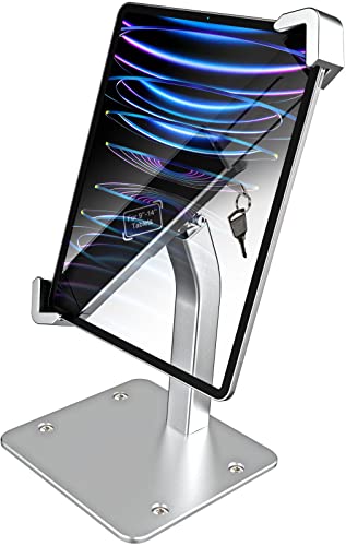 タブレットスタンド 盗難防止 iPadホルダー 9-14インチ全機種対応 卓上縦置きスタンド タブレット置き台 改良クリップ タイプ 盗難防止セキュリティロックとキー付き デスクマウント 360度回転 自由調節 卓上 iPad Pro 9.7 12.9 インチ / Galaxy Tab / Surfac...｜LAVETT