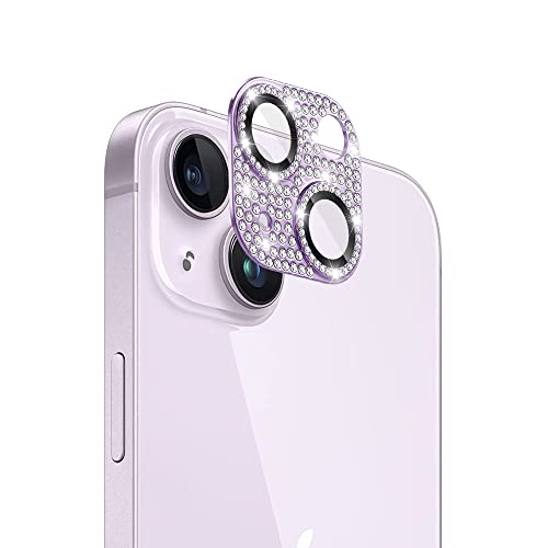 iPhone 14 / iPhone 14 Plus カメラ 保護 ガラスフィルム カメラレンズ保護カバー アルミニウム合金＋強化ガラス製 カメラカバー キズ防止 露出オーバー防止 耐衝撃 防塵 防滴 薄型 3D全面保護 [1枚] パープル iPhone 14 / iPhone 14 Plus 対応 カメラガラス ...