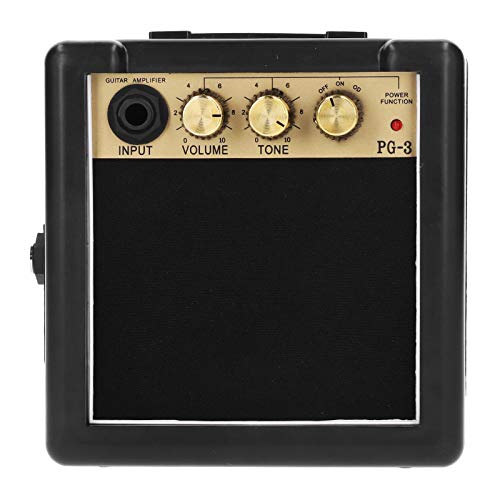 Guitar amp, metal portable, mini instrument accessory, small speaker for musical instruments, compatible with guitar bass, etc. Equipped with input port and headphone port, sound effect and color control function