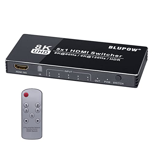 HDMI2.1うつり変わり器 5インプット1最終生産物 セレクター スイッチャー 8K@60サイクル 4K@120サイクル なおなお書き5 Xbox Blu-ray palyer Apple TV Fire TVなど相応う hdmiうつり変わり 分かち合う機 スプリッター