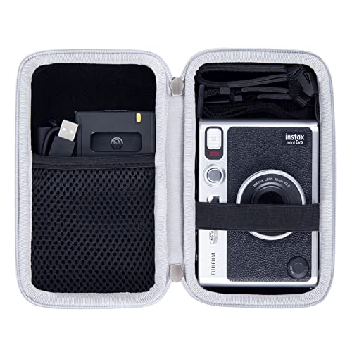 FUJIFILM (富士) チェキ Evo ハイブリッドインスタントカメラ instax mini Evo INS MINI EVO BLACK 収納ケース 保護ケース ケース 互換品 (ブラックEVA収納ケース)