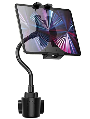 車載ホルダー タブレット カップホルダー グースネック iPadスタンド ドリンクホルダー タブレットスタンド 携帯マウント 取り付け簡単 360度回転 自由調節 タブレットとスマートフォン4～13インチ全機種対応 iPad Pro 9.7 11 12.9 インチAir Mini / iPhone /...