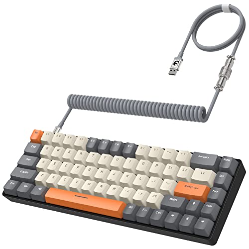 有線 メカニカルゲーミングキーボード RGB LED バックライト付き 防衝突 TKL 低ノイズ コイルケーブル type-c ケーブル 青軸 (gery)