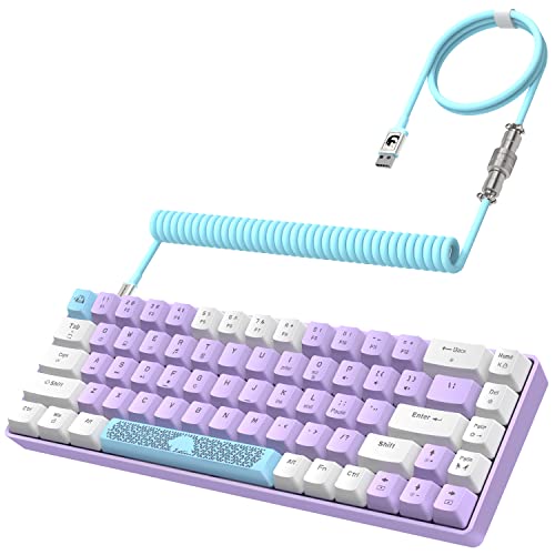 有線 メカニカルゲーミングキーボード RGB LED バックライト付き 防衝突 TKL 低ノイズ コイルケーブル type-c ケーブル 青軸 (Purple) 5,877円
