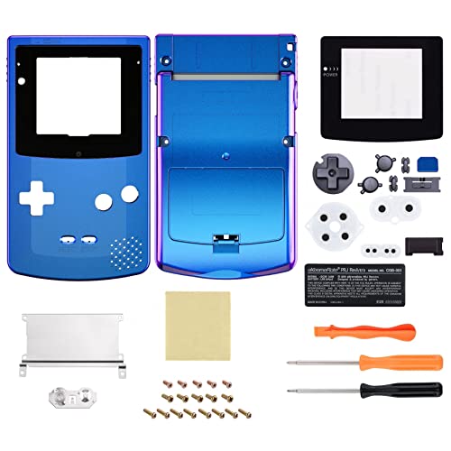 Gameboy Color 対応 IPSアップグレード 交換用 シェル フルハウジング カバー ボタン付き GBC OSD IPS & Regular IPS & Standard LCDにも対応します (コンソールやIPSスクリーンは付属していません。) カメレオンパープルブルー