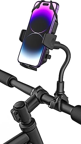 自転車 スマホ ホルダー オートバイ ハンドルバー 携帯スタンド グースネックバイク スマートフォン ホルダー シリコン 振動吸収 脱落防止 ワンタッチ固定式 ロードバイク クロス バイク マウント 360度回転 脱着簡単 強力な保護 4 7 インチ に適用多機種対応...