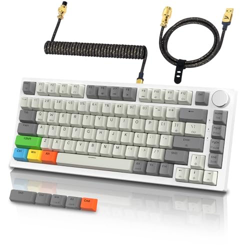 K85 75%ラピッドトリガー ゲーミングキーボード 磁気スイッチ ガスケットマウント ホットスワップ対応 ラピッドトリガー アンチゴースト PBTキーキャップ TKL 82キー ノブ付き コイルケーブル 有線Type-C接続 Windows Mac OS Linux対応 (グレー)