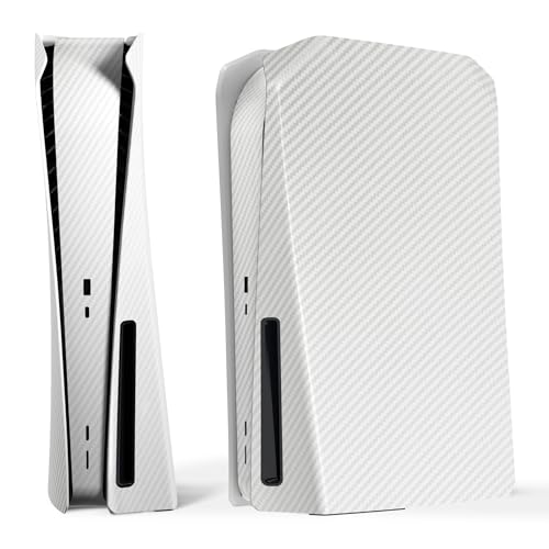 PS5 ディスクバージョンコンソール 対応 交換 ケース 対応 交換 トップボトムシェル playstation 5コンソールディスクバージョン 対応 カスタム 交換 フェースプレートやバックプレートシェル (コンソール本体は付属していません) ホワイトシルバーカーボンフ...