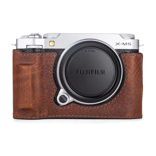 Fujifilm XM5 / X M5 ケース Fujifilm XM5カバー 本革 Fujifilm X M5カバー レザー XM5カメラケース XM5カメラケース 保護カバー ハーフケース 電池交換でき 取り外し可能 (ブラウン)｜LAVETT