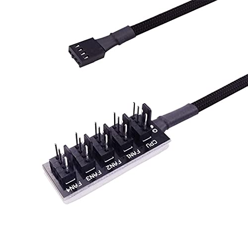 PWMファン 延長ケーブル 5 in 1 分岐 4ピン PCケース 冷却 CPUファン コネクタ 増設 電源コ－ド 送料無料