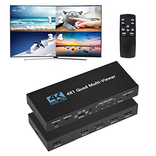 HDMI 画面取りわける器 4インプット1最終生産物 hdmi画面取りわけるうつり変わり器 4K hdmiうつり変わり器 4x1 画面うつり変わり器 hdmi 1080P ４画面斉しく見せびらかす シームレスうつり変わりマルチビューワ ヴィデオディスク 競り合い機 なおなお書き3 なおなお書き4 Pro Xbox Fire TV Apple TV 監督すること 遠隔操作付き添い人