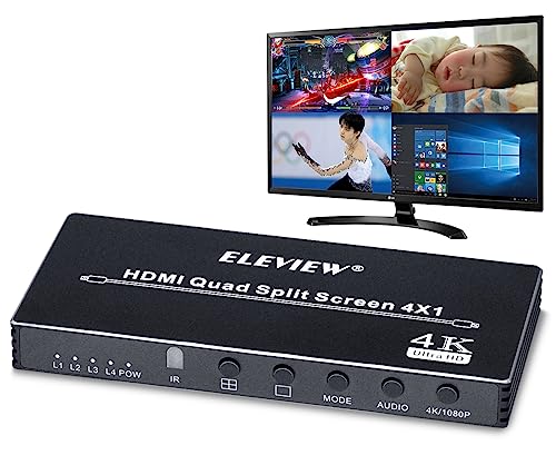 HDMI 画面取りわけるうつり変わり器 マルチビューワー 4インプット1最終生産物 4取りわける見せびらかす(PBP) HDMIスイッチャー シームレス ちょっとの間に切り替え 自動小銃で画面うつり変わり ライブ持参やWeb話し合い 仕立て上げる でき事などに活 遠隔操作付き添い人