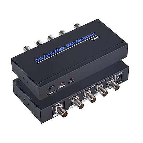 SDI スプリッター 1X4 SDI分配器 1入力 4出力 1080P 3G / HD / SD SDI スプリッター sdi延長器 1×4 SD SDI / HD SDI / 3G SDI対応 ESD保護機能付き