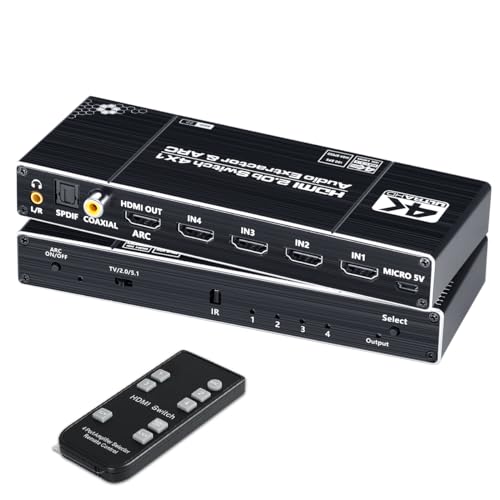 HDMI 4インプット1最終生産物 うつり変わり器 光デジタル / ARC相応う 音吐引きはなす 4K 60サイクル HDR HDCP2.3 なおなお書き5 Switch繋ぎ合わせる能力のある 自動小銃うつり変わり 遠隔操作付き添い人 繰り延べるなし