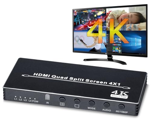 HDMI 画面取りわける うつり変わり器 マルチビューワー 4K@30サイクル相応う 4インプット1最終生産物 4取りわける見せびらかす(PBP) HDMIスイッチャー シームレス ちょっとの間に切り替え 自動小銃で画面うつり変わり ライブ持参やWeb話し合い 仕立て上げる でき事などに活 遠隔操作付き添い人