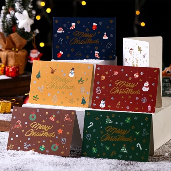 クリスマス カード メッセージカード 封筒付き クリスマス柄 グリーティングカード 可愛い 会社 / 友達 / 家族 用 クリスマスカード 挨拶 祝いカード 8.5x13.5cm [50枚入り]