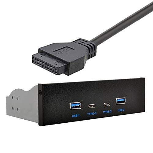 USB-C & USB 3.0 ハブ 4ポート フロントパネルからマザーボード 20ピンコネクタケーブル 5.25インチCD-ROMベイ用