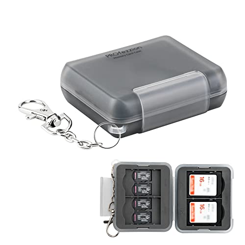 SDカード ケース microsd ケース [ SDカード *4枚＋ マイクロsdカード *8枚] SDメモリー カードケース SDXCカード SDHCカード 保存 防水 防塵 クッション素材 耐衝撃 携帯便利 カラビナ 付き 4枚 グレー 送料無料
