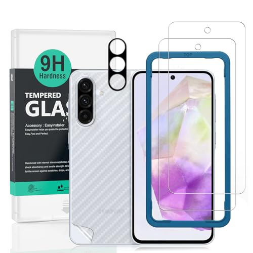 Galaxy A36 5G 6.64 インチ 保護フィルム ガラスフィルム 強化ガラス プロテクター 2枚 9H 強化ガラス カメラレンズプロテクター 1 枚付き 背面カーボンファイバーフィルム 1 枚 傷防止 送料無料