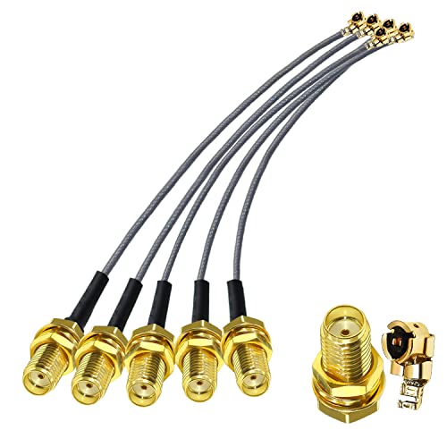 IPX SMA ケーブル SMA メス MHF1 UFL メス RF WiFi ピグテールグレー ケーブル (ネットワークカード用) 1.13mm 同軸 同軸 ケーブル 低損失 6インチ (15cm) 5本 送料無料