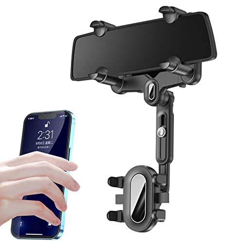 スマホホルダー 車載 バックミラー 携帯電話ホルダー バックミラーアクセサリー 360°回転可能 多機能 360°伸縮式 車載スマホホルダー 万能ホルダー付き 様式2