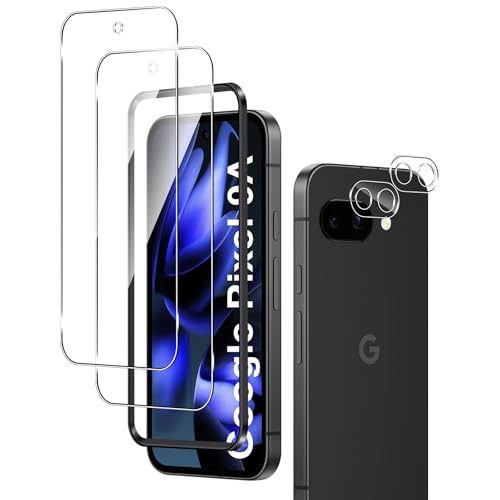 Google Pixel 9A ガラスフィルム (2枚) +カメラフィルム (2枚) 指紋防止 Pixel 9A フィルム 9H硬度 衝撃保護 透明感良し 撥水撥油 気泡ゼロ 飛散防止 [4枚入り]グーグル ピクセル 9A 画面保護フィルム + レンズ保護フィルム 送料無料